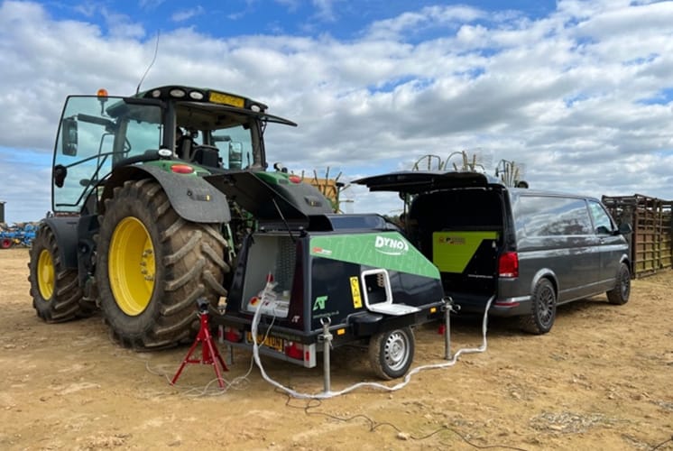 John Deere 6215R being remapped on farm