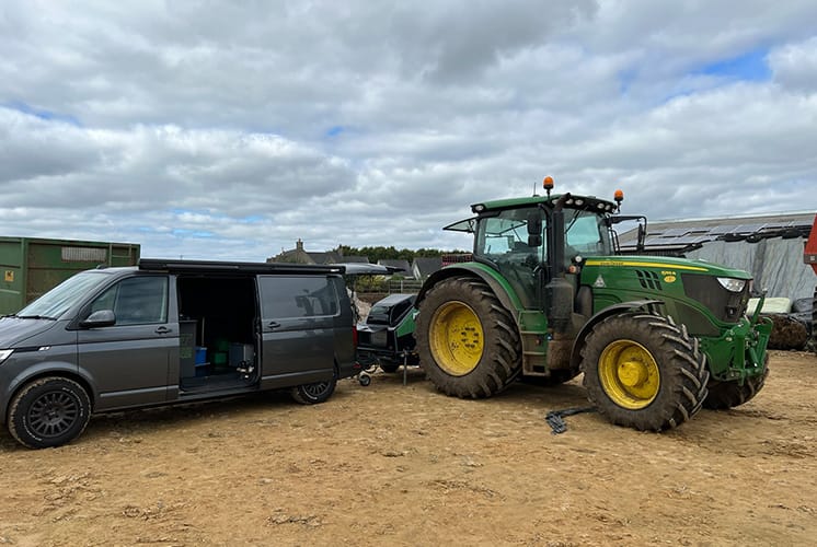 John Deere 6215R being remapped and tested on farm